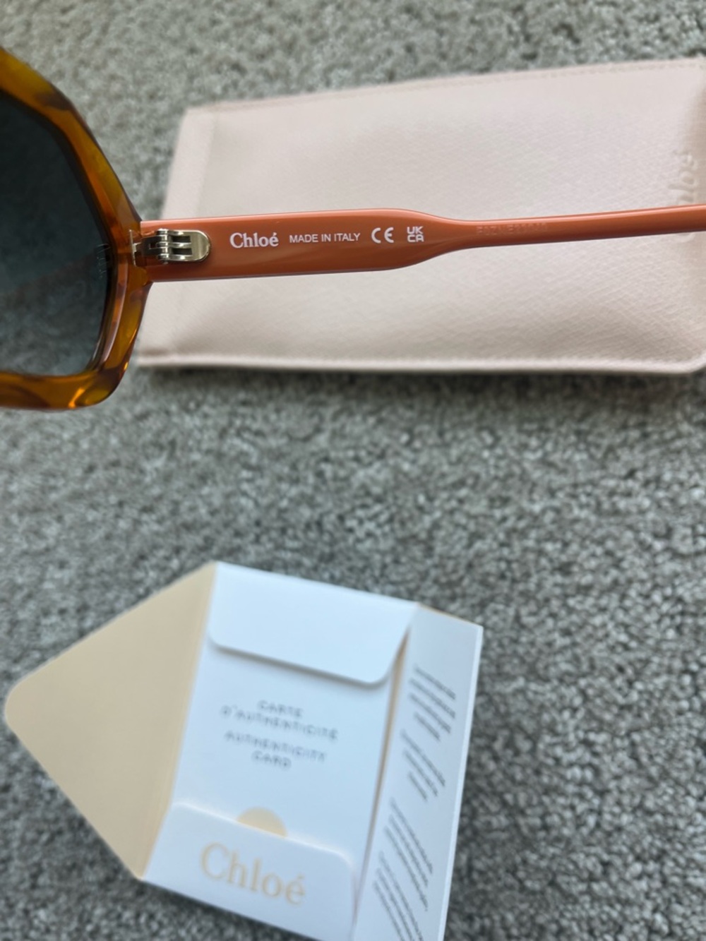 NWOT Chloe Orange Hexagon Frame Sunglasses case, cert of authenticity included - Picture 4 of 13